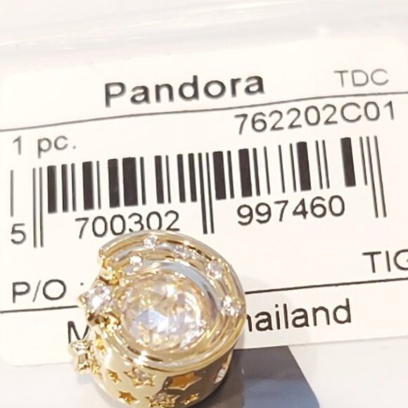 Auth PANDORA Moments Sparkling Shooting Star 14kt gold plated Charm 762202C01 - Picture 5 of 11